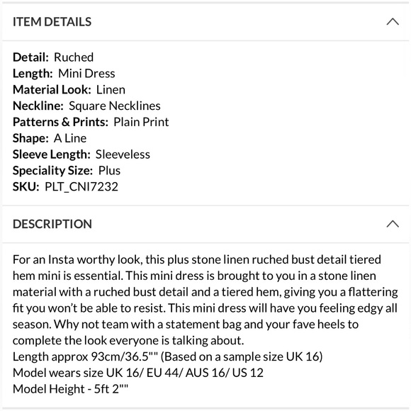 PLT NWT LINEN RUCHED BUST TIERED MINI DRESS - Picture 5 of 6